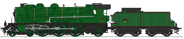 REE Modeles MB-134SAC - French Steam Locomotive Class 231D of the PLM, Simple smoke stack, without smoke deflectors, PLM Gr
